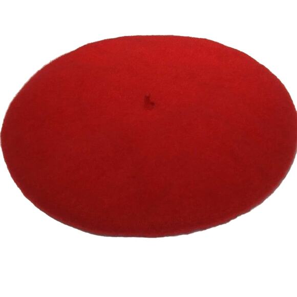 Vintage Montgomery Ward 100% Lambswool Classic Red Beret Wool Winter Hat Cap - Picture 1 of 7